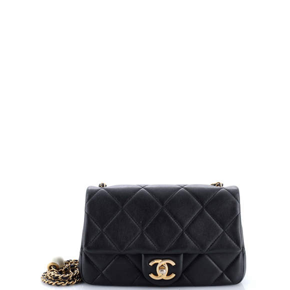 Chanel Small Double CC Pearl Flap Bag Quilted Lambskin - Picture 1 of 6